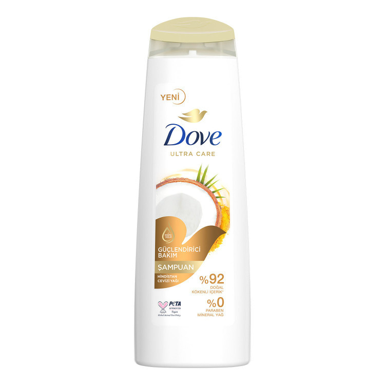 شامپو روغن نارگیل و زردچوبه داو Dove تقویت کننده و استحکام بخش ساختار مو حجم ۴۰۰ میلی(واردات قانونی از منطقه آزاد ارس)