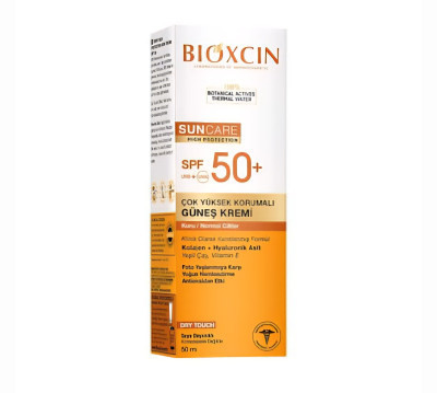 کرم ضد آفتاب بی رنگ بیوکسین+SPF50 مناسب پوست های خشک حجم۵۰(واردات قانونی از منطقه آزاد ارس)