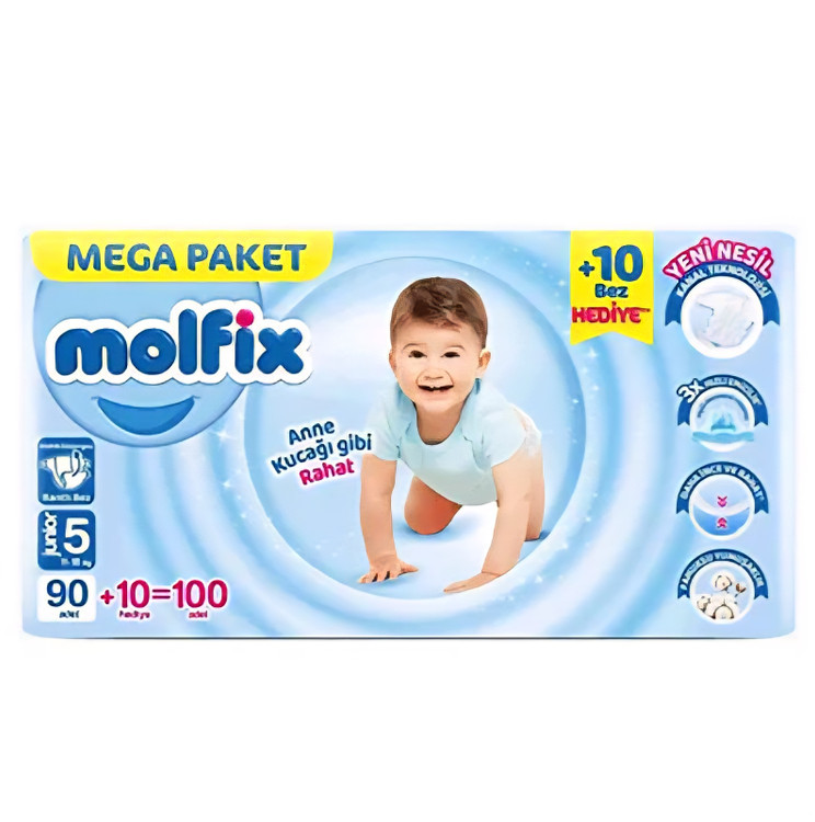 پوشک مولفیکس چسبی سایز 5بسته 100 عددی ترک(اورجینال)