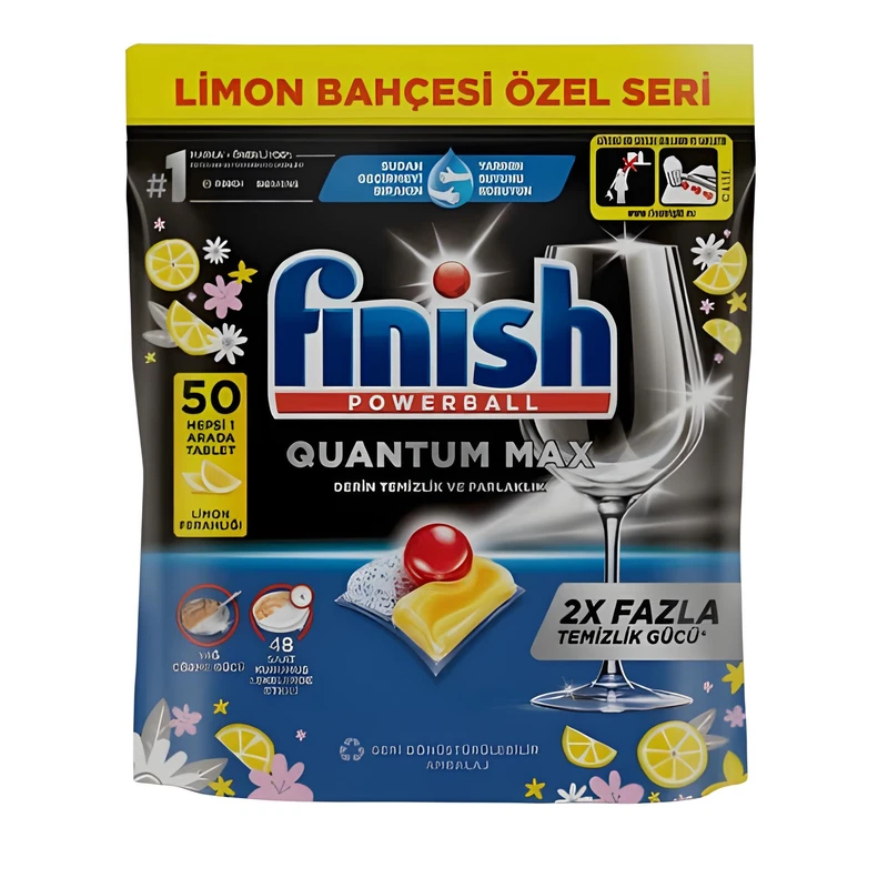 قرص ماشین ظرفشویی فینیش مدل کوانتوم مکس 50 عددی finish quantum max با رایحه لیمو(واردات قانونی از منطقه آزاد ارس)