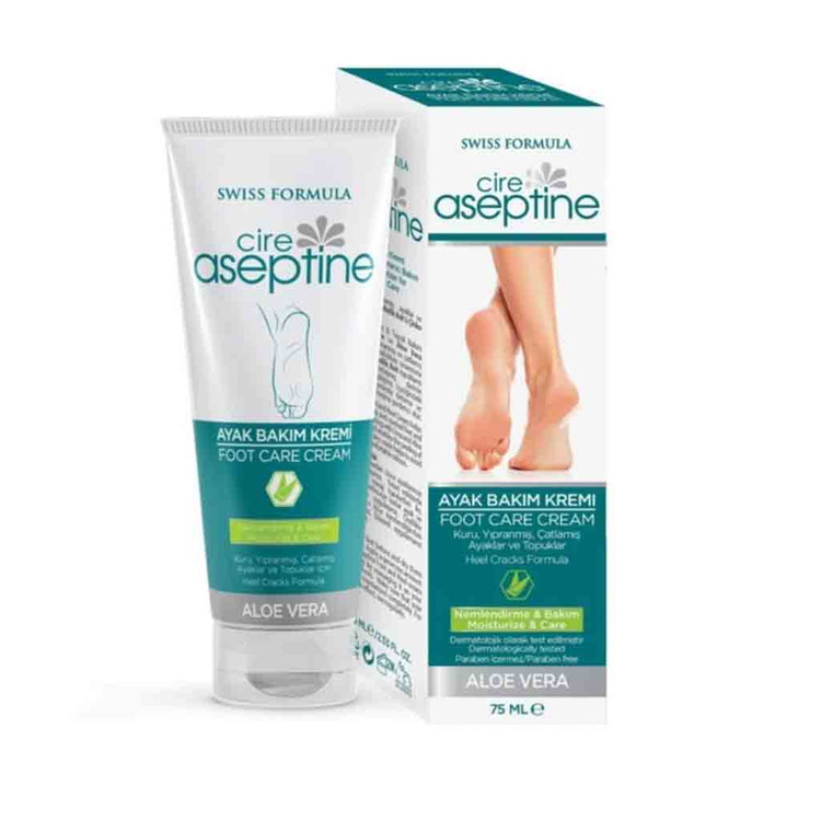 کرم ضد ترک پا آسپتین Aseptine تیوپی حاوی آلوئه ورا حجم 75 میلی(واردات قانونی از منطقه آزاد ارس)