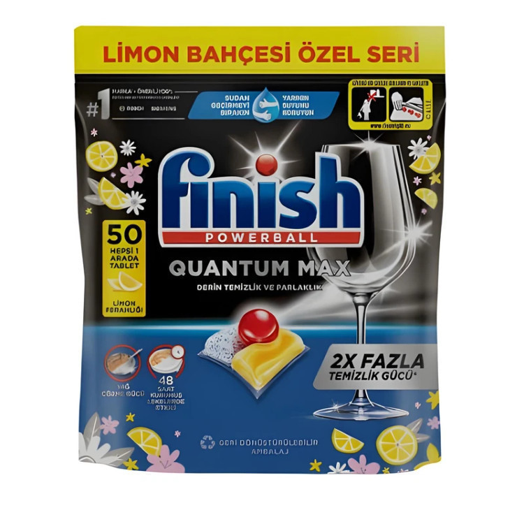 قرص ماشین ظرفشویی فینیش مدل کوانتوم مکس 50 عددی finish quantum max با رایحه لیمو (واردات قانونی از منطقه آزاد ارس)