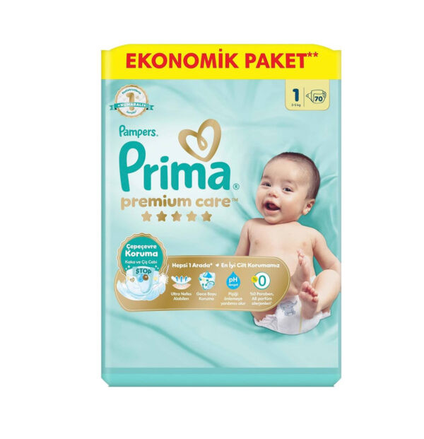 پوشک پریما اصل ترک سایز 1 ضد حساسیت 70 عددی Prima(واردات قانونی از منطقه آزاد ارس)