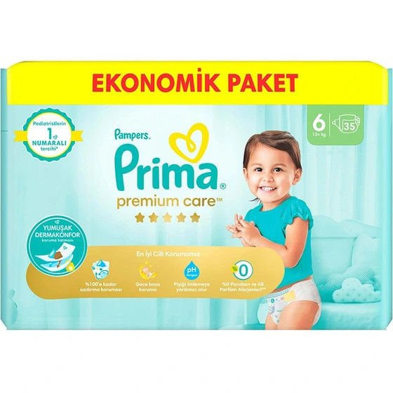 پوشک بچه پریما سایز 6 بسته 35 عددی(واردات قانونی از منطقه آزاد ارس)