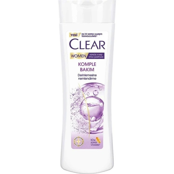 شامپو مو زنانه کلیر CLEAR مدل KOMPLE BAKIM بنفش حجم 350 میلی(واردات قانونی از منطقه آزاد ارس)