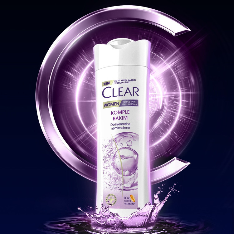 شامپو مو زنانه کلیر CLEAR مدل KOMPLE BAKIM بنفش حجم 350 میلی(واردات قانونی از منطقه آزاد ارس)
