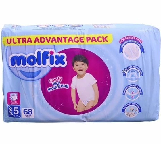 پوشک شورتی مولفیکس سایز 5 بسته 68 تایی molfix(واردات قانونی از منطقه آزاد ارس)