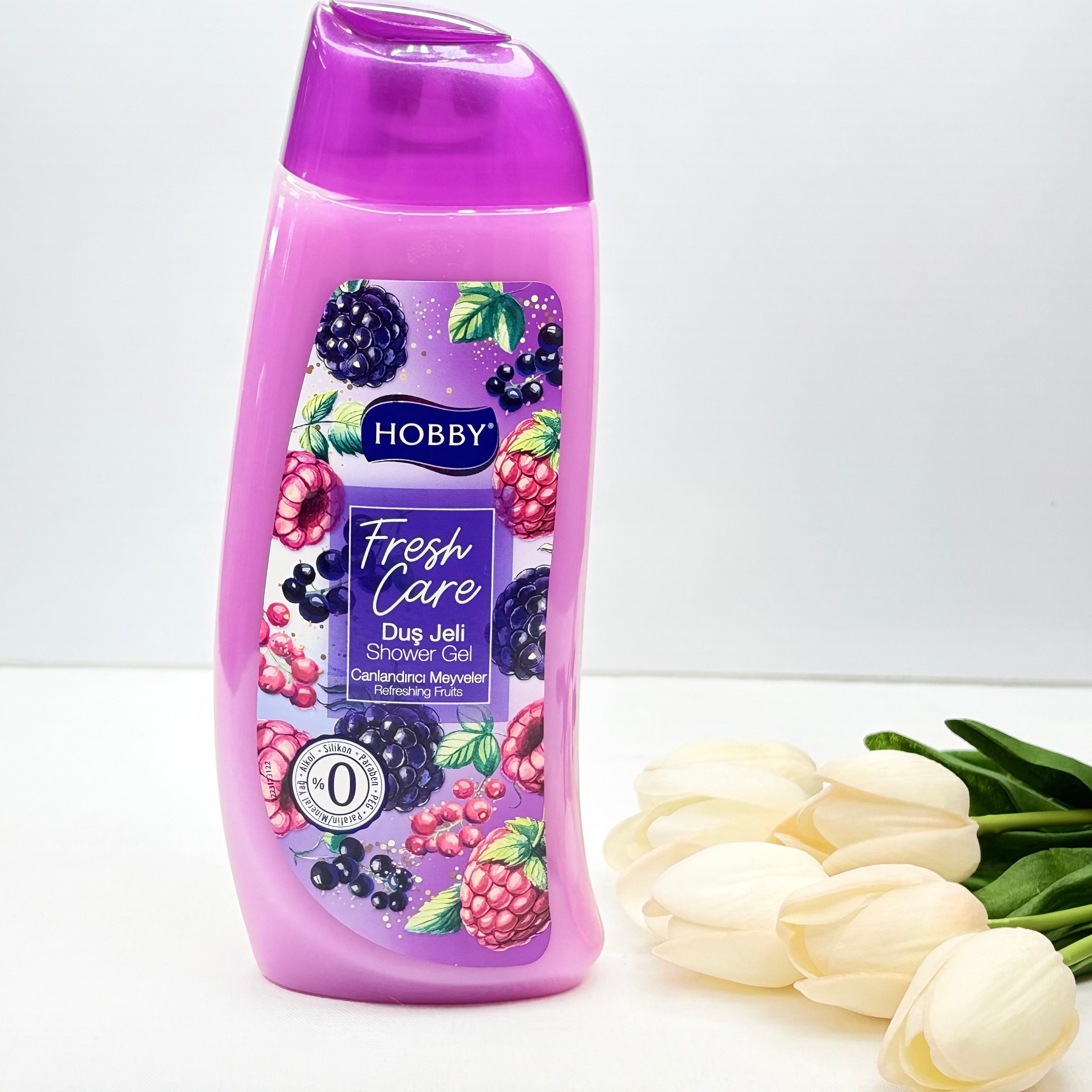 شامپو بدن هوبی Hobby مدل Fresh Care حاوی عصاره شاه‌توت و تمشک مناسب انواع پوست ها با حجم 500 میلی(واردات قانونی از منطقه آزاد ارس)