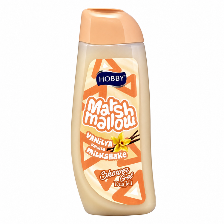 شامپو بدن هوبی Hobby مدل Marshmallow حاوی عصاره وانیل و مارشمالو مناسب انواع پوست ها با حجم 500 میلی(واردات قانونی از منطقه آزاد ارس)