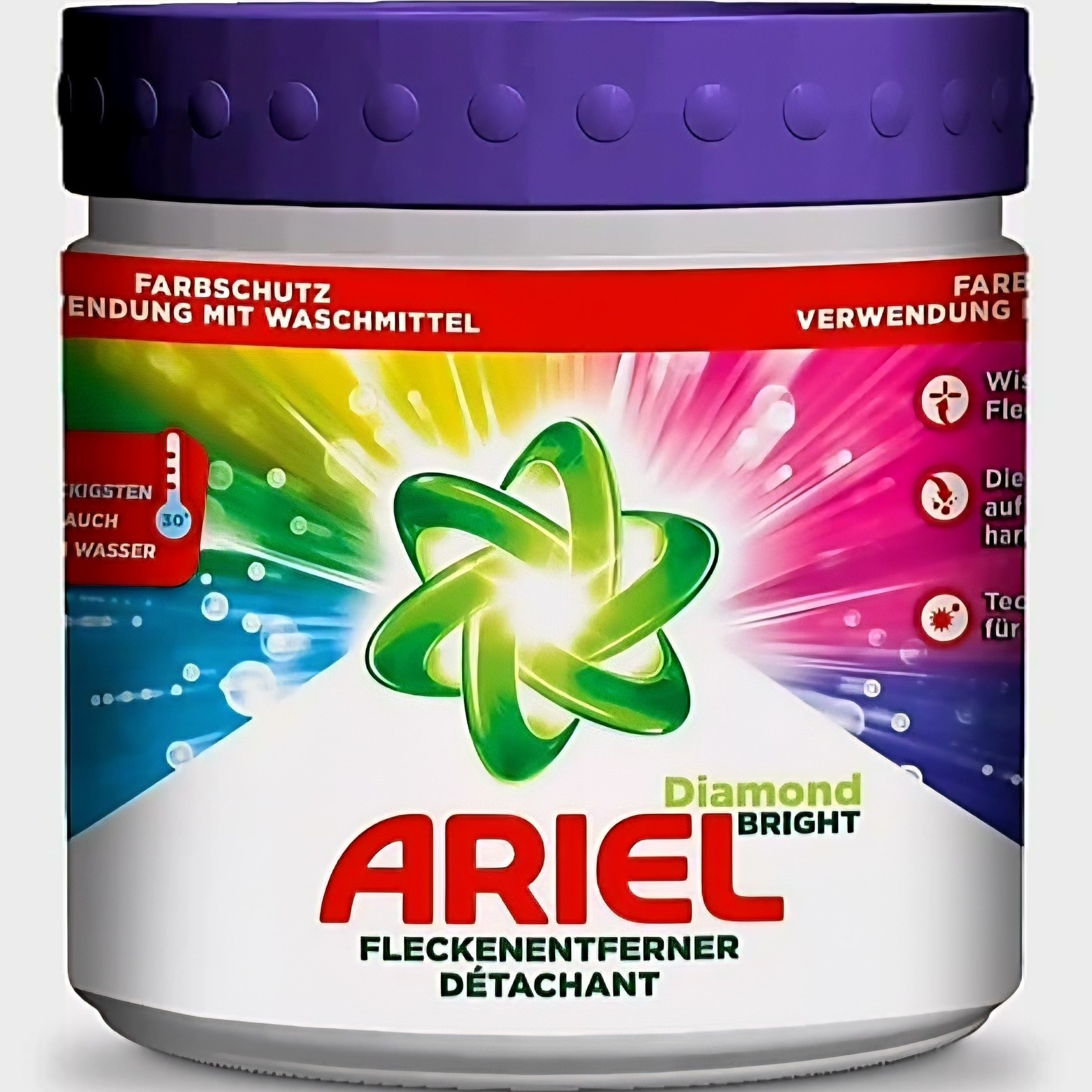 پودر لکه بر لباس آریل Ariel مناسب لباس های سفید و رنگی با حجم 500 گرم(واردات قانونی از منطقه آزاد ارس)