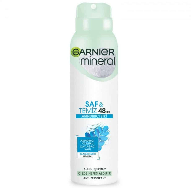 اسپری ضدتعریق Garنیر مدل Saf And Temiz با ماندگاری 48 ساعته با حجم 150 میلی(واردات قانونی از منطقه آزاد ارس)