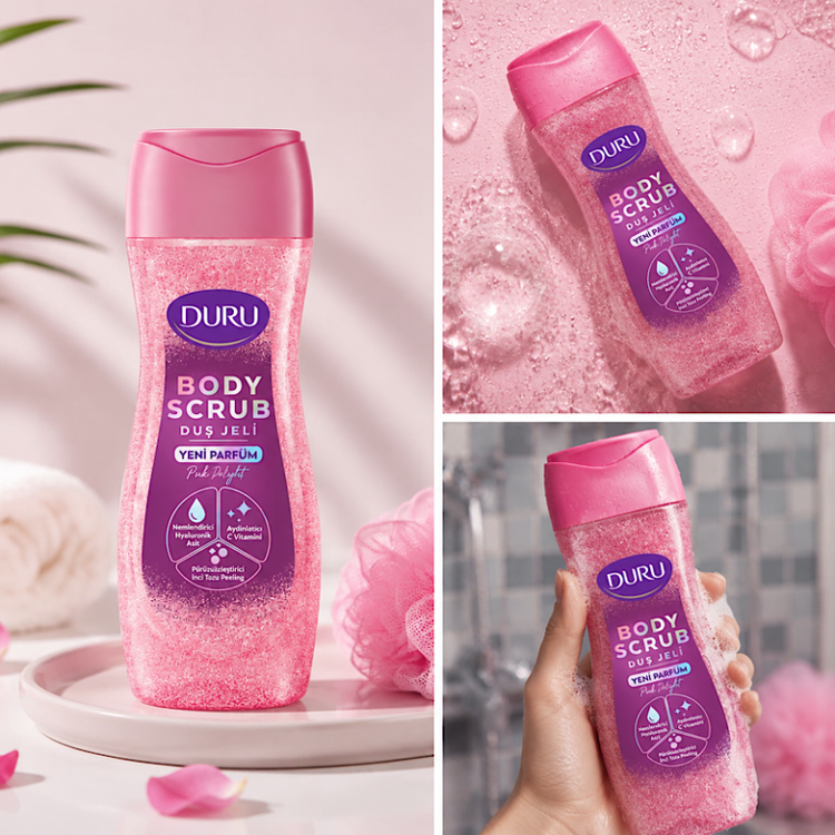 شامپو بدن اسکرابدار دورو مدل Body Scrub Pink Delight ، مناسب برای انواع پوست ها ، با حجم 450 میلی(واردات قانونی از منطقه آزاد ارس)